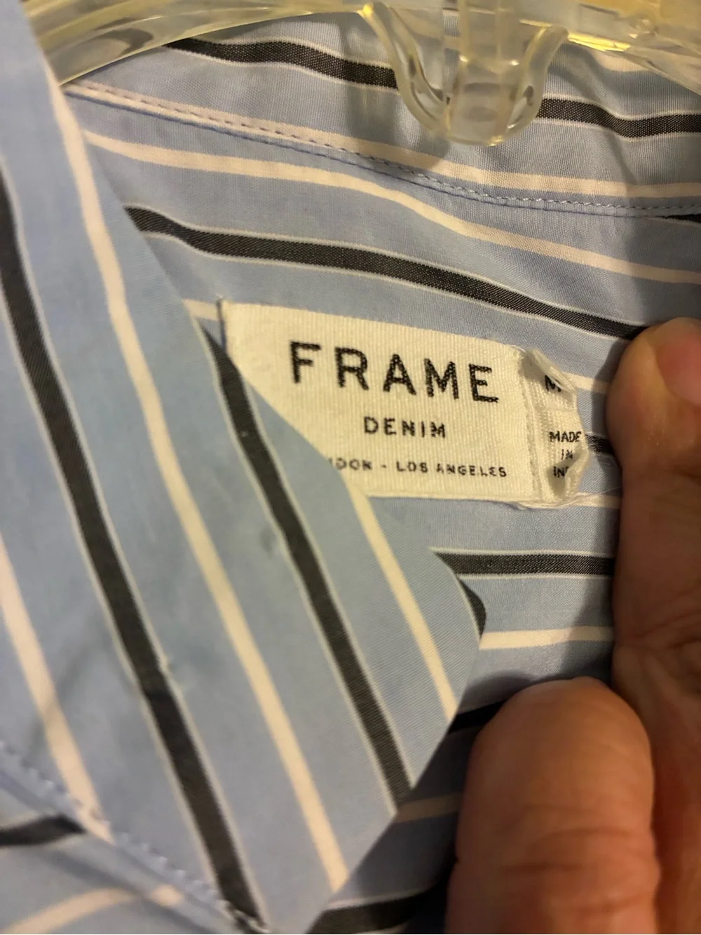 Frame Denim Light Blue Navy & White Striped Sleeveless Blouse
